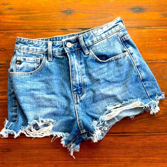 Kancan cutoff distressed hi rise denim jean shorts sz 25 - Picture 1 of 5